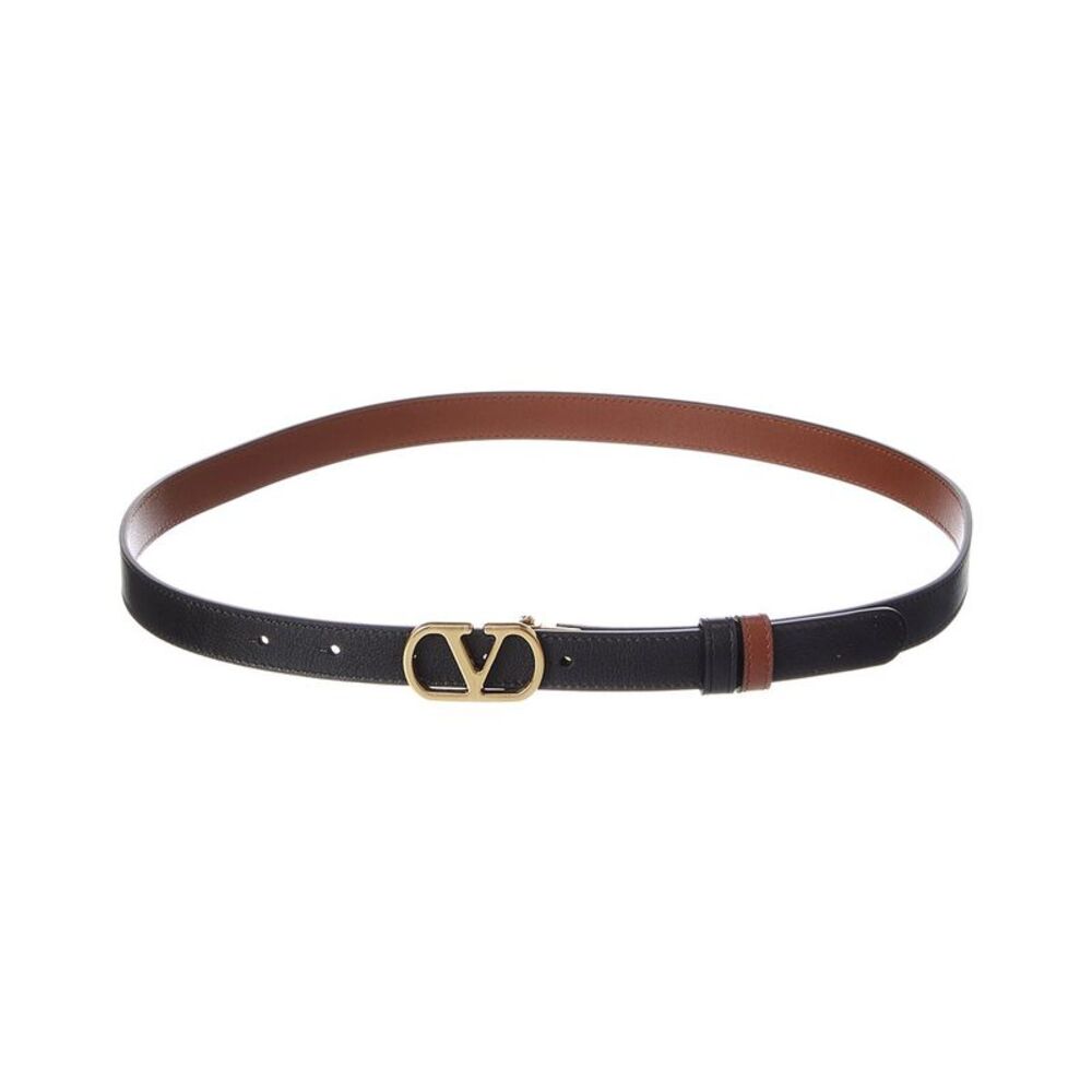 Valentino Vlogo Signature 20 Reversible Leather Belt, Black